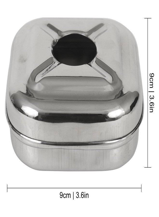 Spillbox منفضة سجائر Spillbox مصنوعة من الفولاذ المقاوم للصدأ، مزودة بغطاء، مناسبة للمنزل والمكتب والبار - Image 4